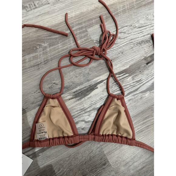 NEW Montce Swim Euro Bow Bikini Ties TOP Size Small Lipstick Mauve Pink NWT - Picture 6 of 7